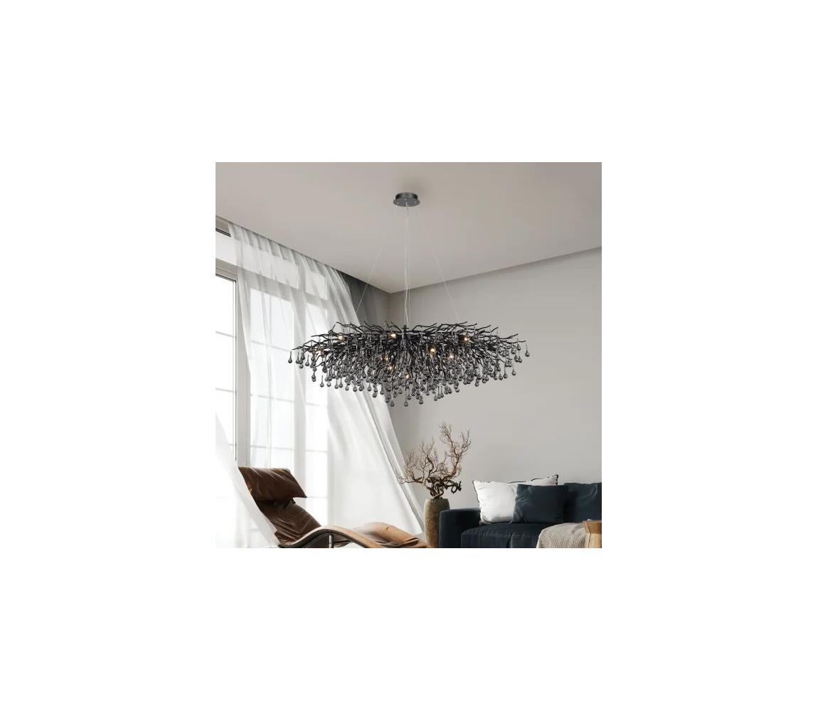 Paul Neuhaus 2031-18 - Lustr na lanku ICICLE 15xG9/40W/230V 75x150 cm černá 2031-18