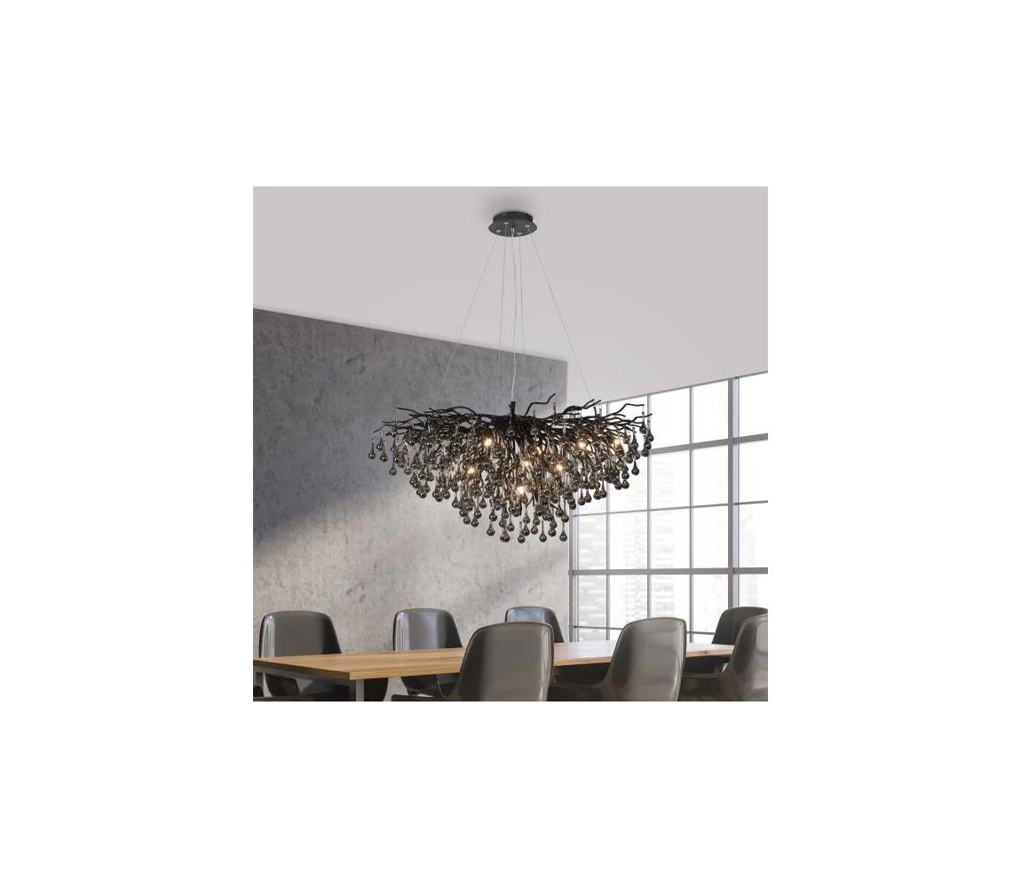 Paul Neuhaus 2192-18 - Lustr na lanku ICICLE 10xG9/40W/230V 50x100 cm černá 2192-18