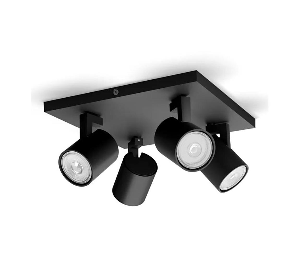 Philips - LED RGBW Stmívatelné bodové svítidlo RUNNER 4xGU10/6,5W/230V černá P5854+4xAI0589