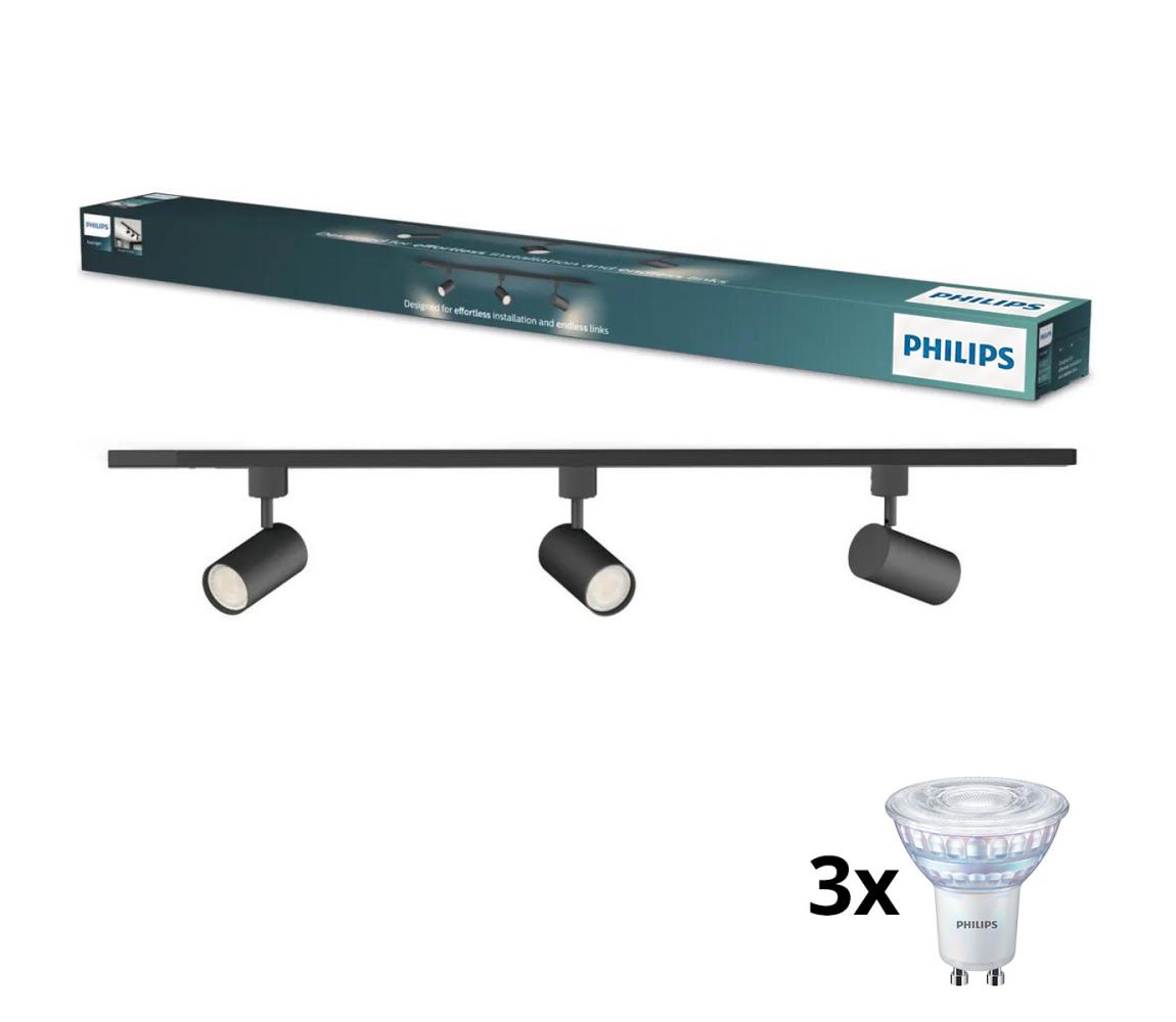 Philips - LED Stm. bodové svítidlo v lišt sys EASYLINK 3xGU10/6,2W/230V 1m černá P7613+3xP4914