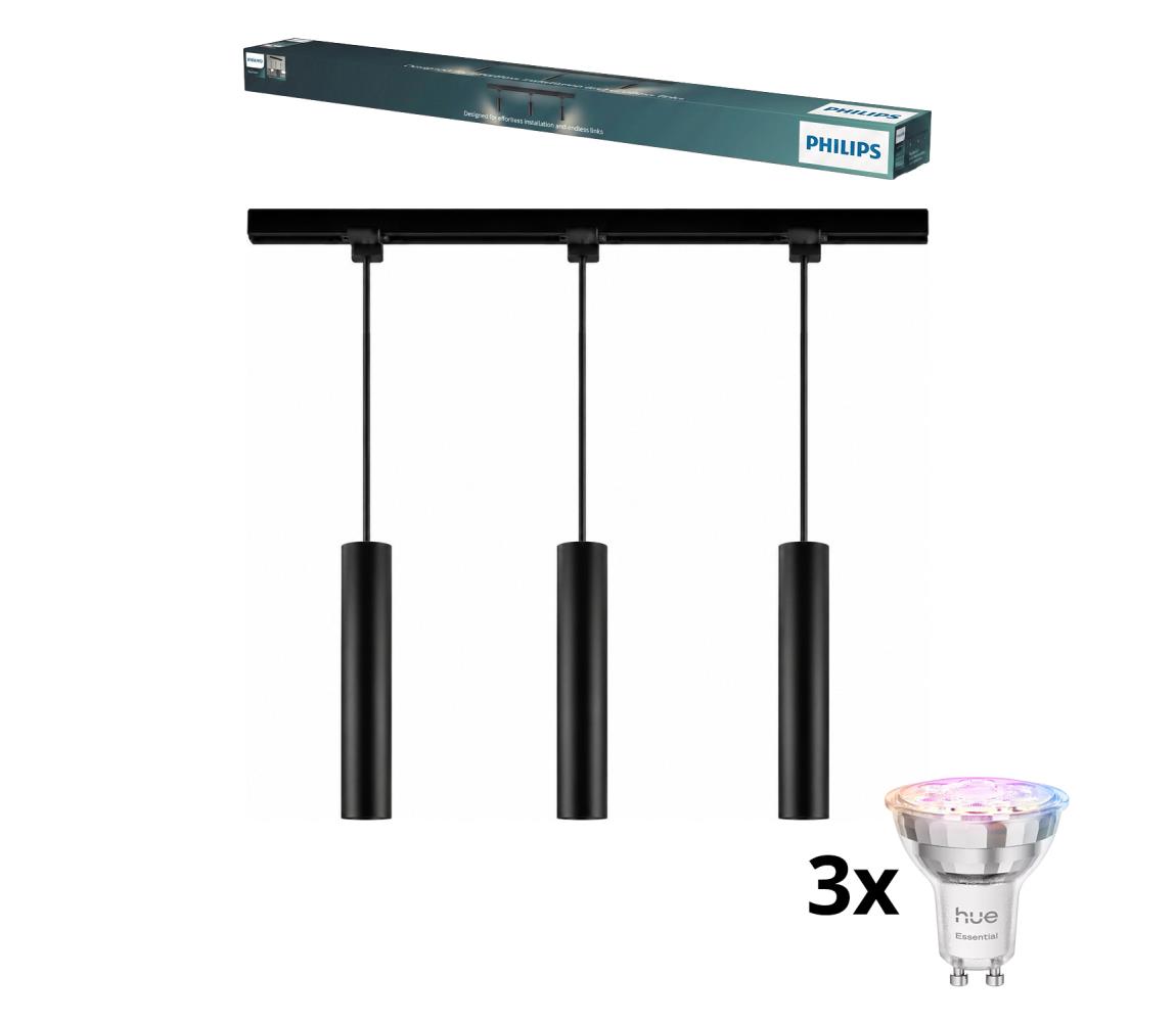 Philips - LED Stm. lustr na lanku v lišt sys EASYLINK 3xGU10/4,7W/230V 1m černá P7614+3xP7029