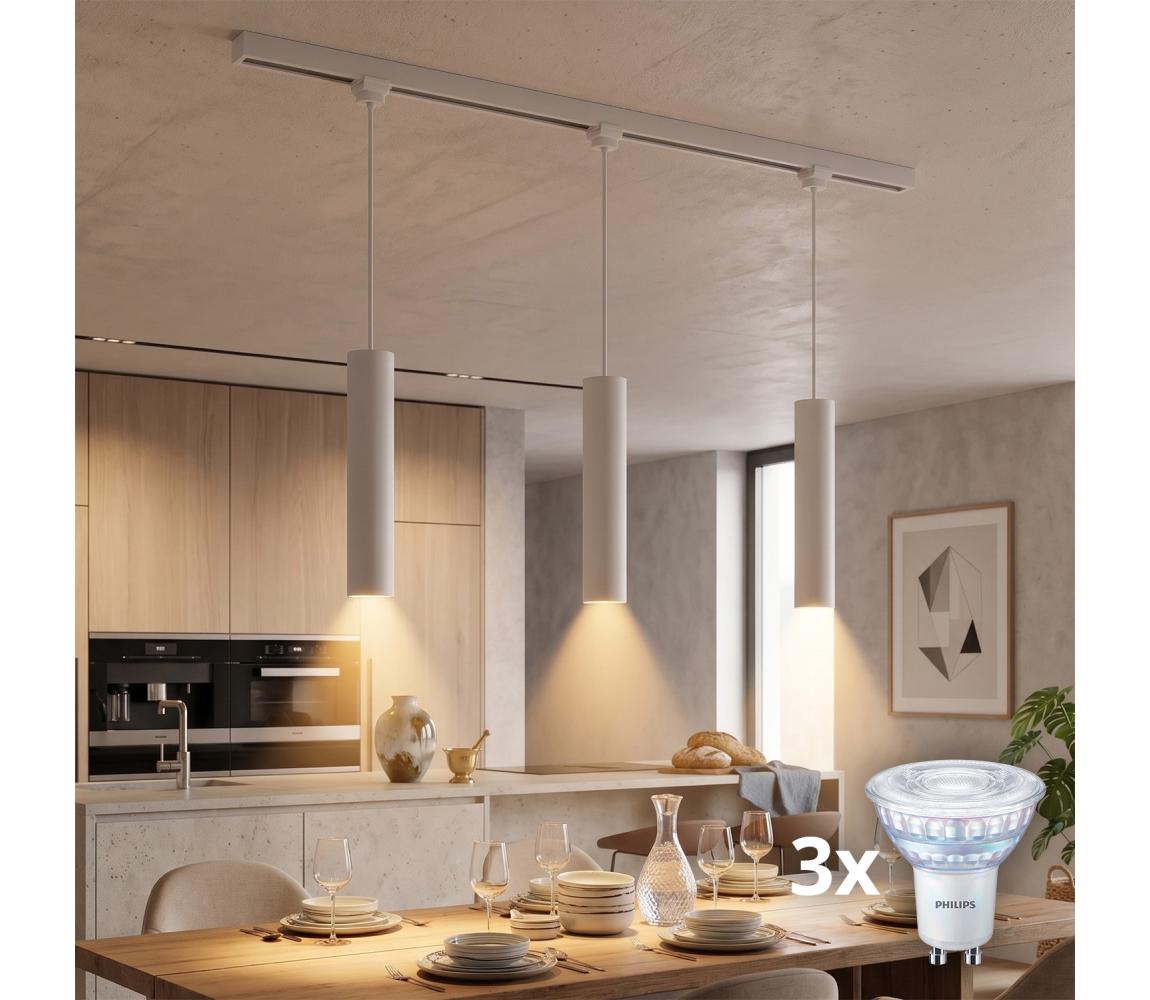 Philips - LED Stm. lustr na lanku v lišt syst EASYLINK 3xGU10/7W/230V 1m bílá P7615+3xP4914
