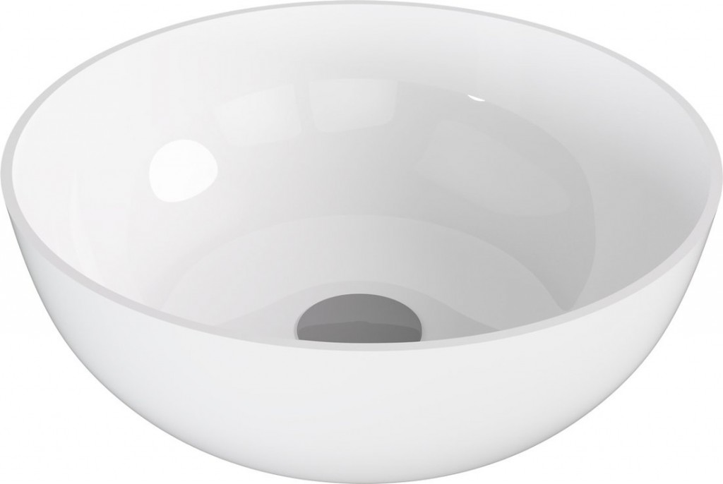 POLYSAN BANERA ROUND umyvadlo na desku, litý mramor, průměr 39cm, bílá 14337