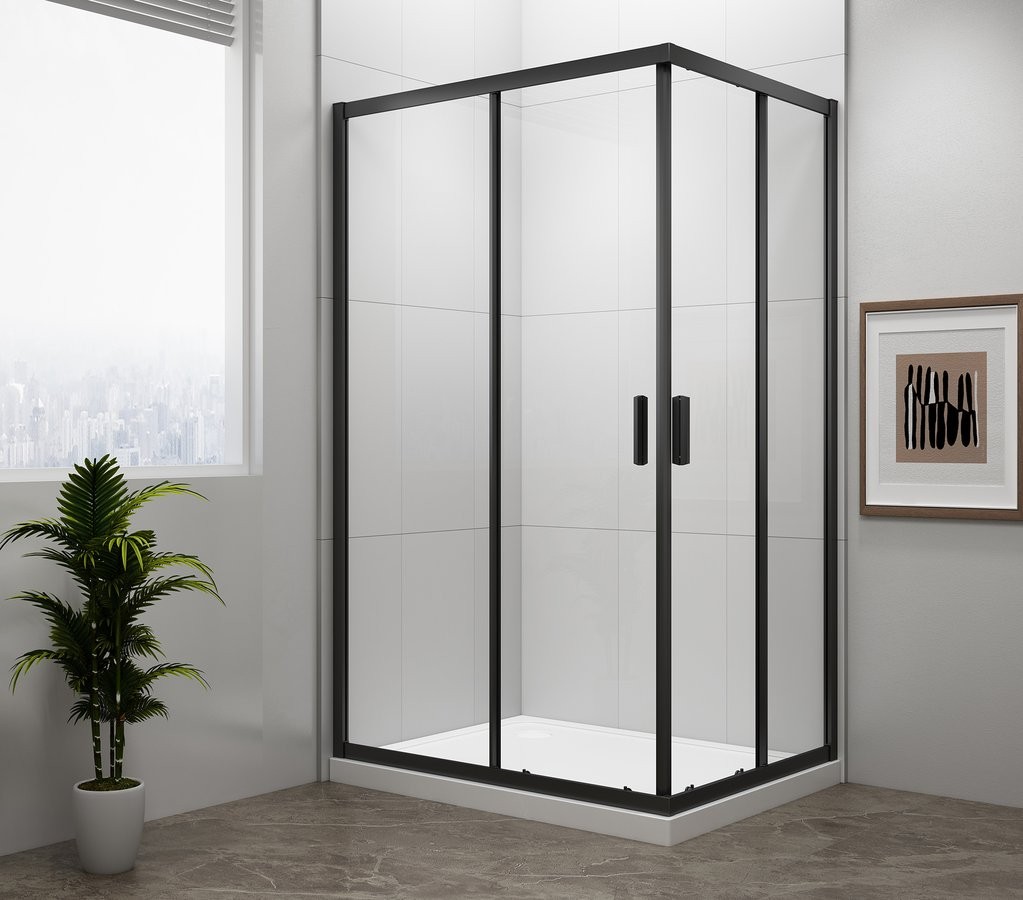 POLYSAN EASY BLACK obdélníková sprchová zástěna 900x800, čiré sklo EL5315B