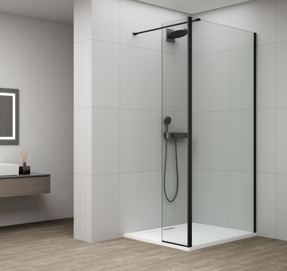 POLYSAN ESCA BLACK MATT sprchová zástěna, fixní sklo 700 otočný panel 500 ES3A70B50B