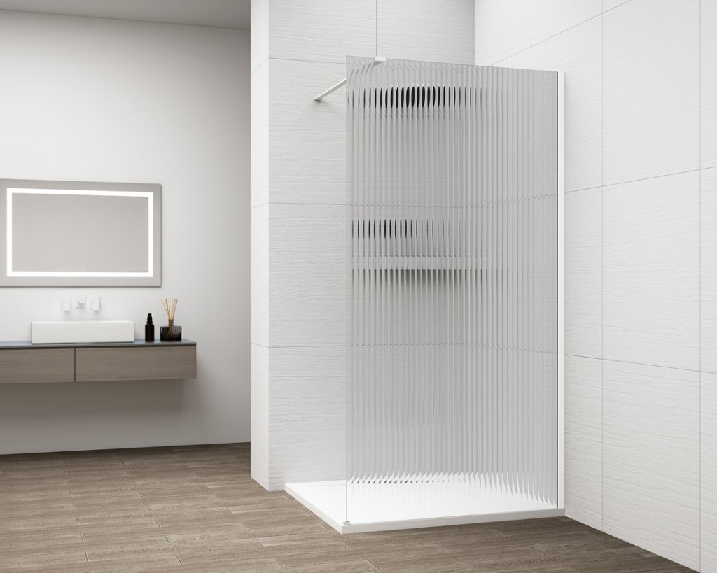 POLYSAN ESCA WHITE MATT jednodílná sprchová zástěna k instalaci ke stěně, sklo Flute, 800  ES1380-03