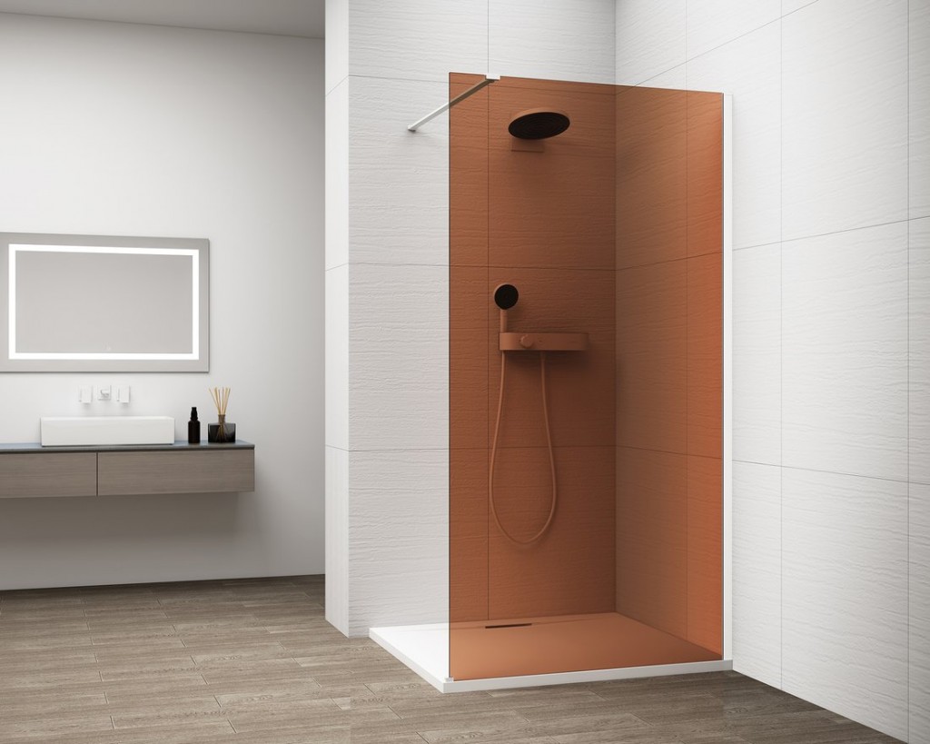 POLYSAN ESCA WHITE MATT jednodílná sprchová zástěna k instalaci ke stěně, sklo Marron, 1100  ES1511-03