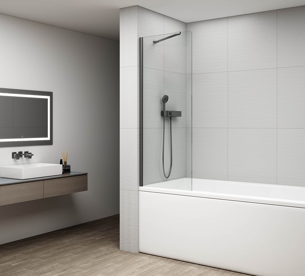 POLYSAN FISA vanová zástěna 800x1500, gun metal, čiré sklo FS1082-GM
