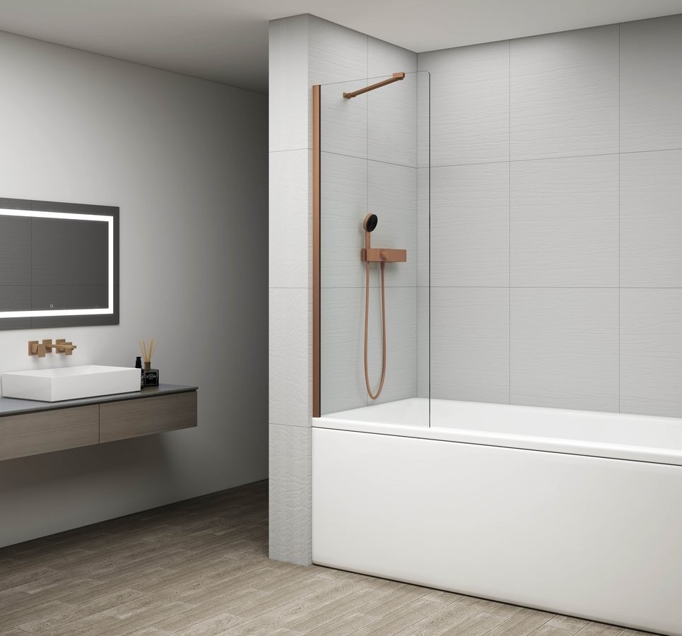 POLYSAN FISA vanová zástěna 800x1500, měď mat, čiré sklo FS1082-PG