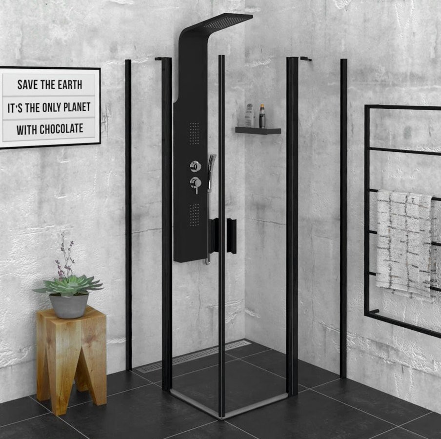 POLYSAN ZOOM BLACK čtvercová sprchová zástěna 900x900, čiré sklo ZL5415B