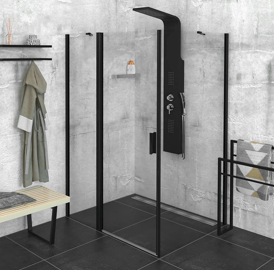 POLYSAN ZOOM BLACK obdélníkový sprchový kout 1200x800 L/P varianta ZL1312BZL3280B