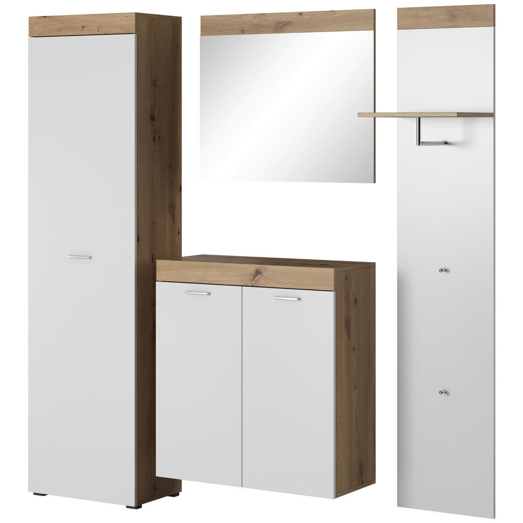 PŘEDSÍŇOVÁ STĚNA, bílá, barvy dubu, 199/195,5/35 cm