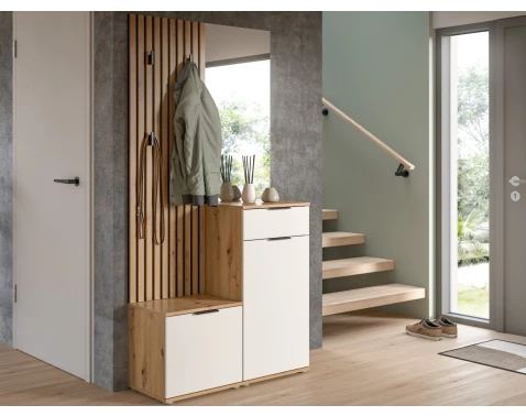 Předsíňová stěna Simple, dub artisan/bílá