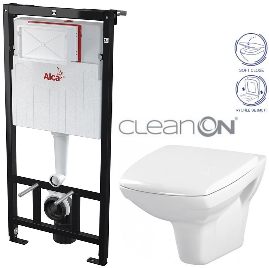 Předstěnový instalační systém bez tlačítka + WC CERSANIT CLEANON CARINA + SEDÁTKO AM101/1120 X CA2