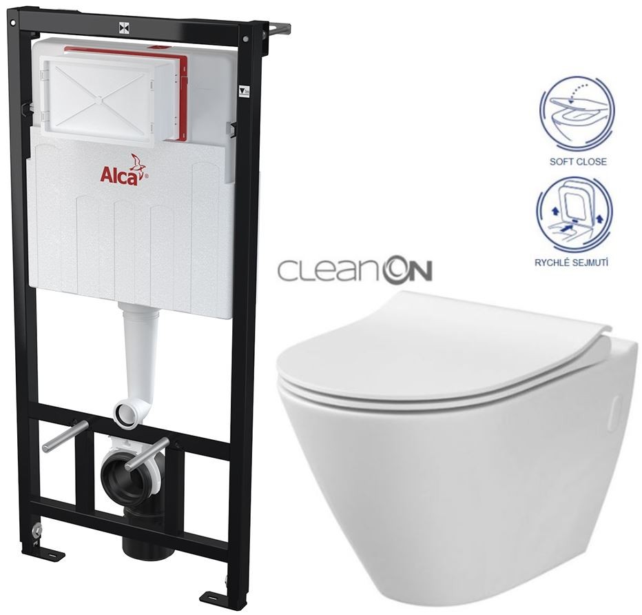Předstěnový instalační systém bez tlačítka + WC CERSANIT CLEANON CITY AM101/1120 X CI1