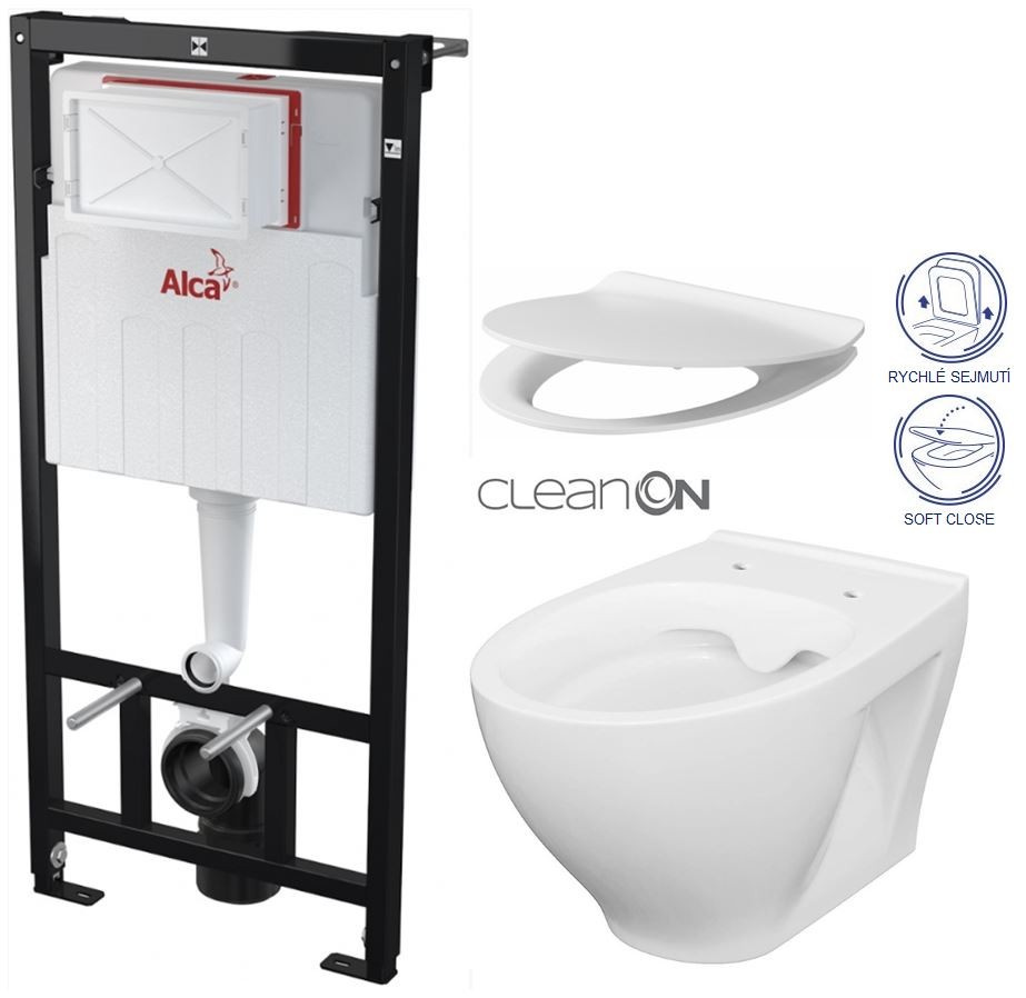 Předstěnový instalační systém bez tlačítka + WC CERSANIT CLEANON MODUO + SEDÁTKO AM101/1120 X MO1
