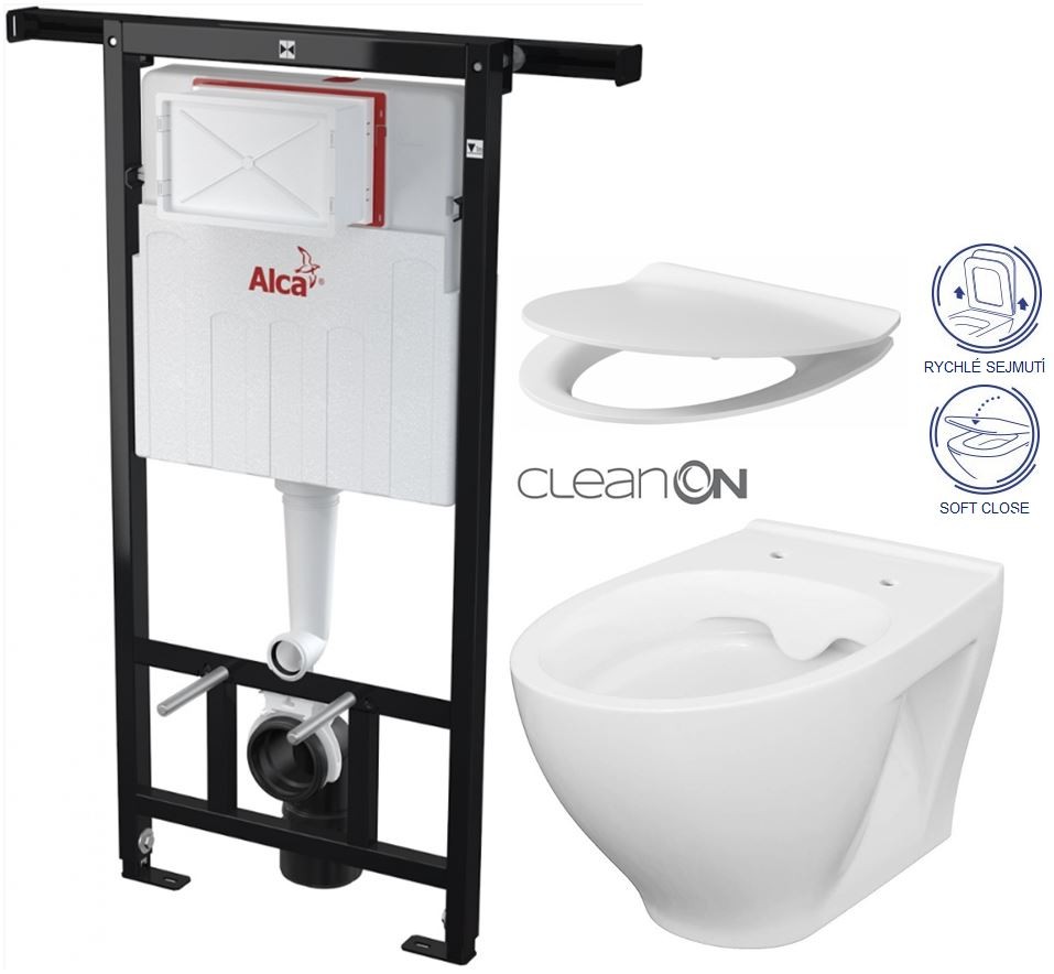 Předstěnový instalační systém bez tlačítka + WC CERSANIT CLEANON MODUO + SEDÁTKO AM102/1120 X MO1