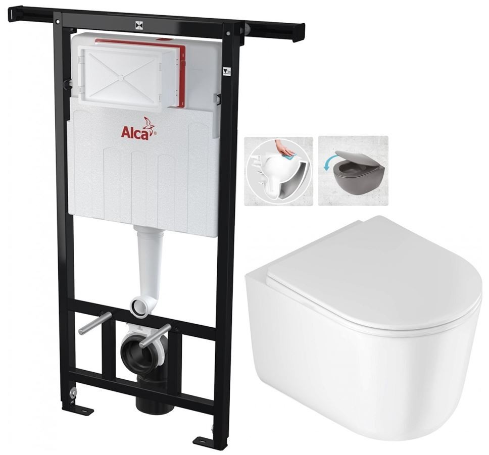 Předstěnový instalační systém bez tlačítka + WC DEANTE Jasmin se sedátkem RIMLESS /VÍROVÉ SPLACH/ AM102/1120 X JA1