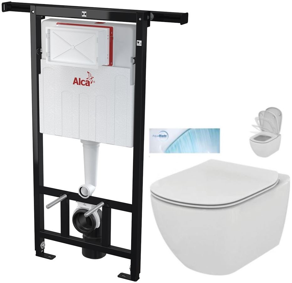 Předstěnový instalační systém bez tlačítka + WC Ideal Standard Tesi se sedátkem SoftClose, AquaBlade  AM102/1120 X TE1