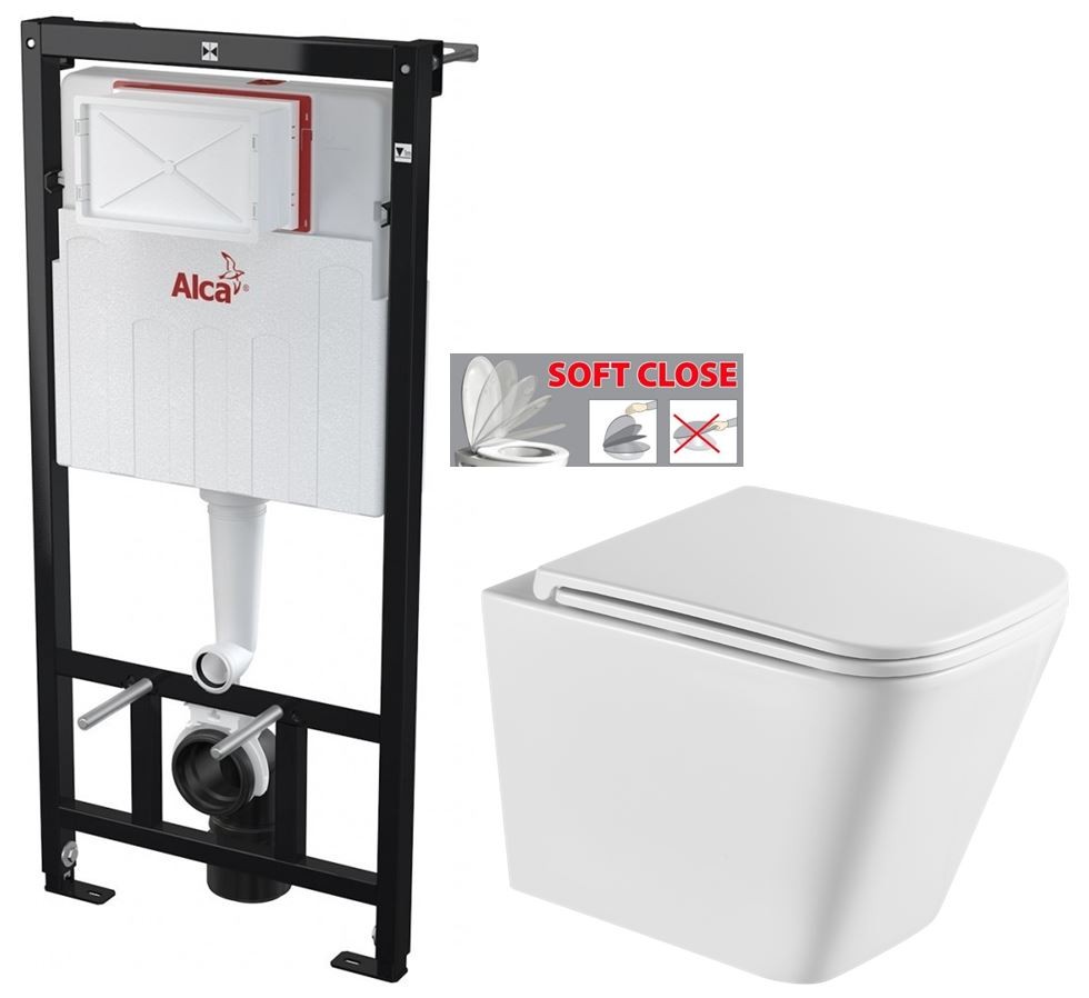 Předstěnový instalační systém bez tlačítka + WC INVENA FLORINA /VÍROVÉ SPLACH/ WITH SOFT, včetně soft/close sedátka AM101/1120 X FL1