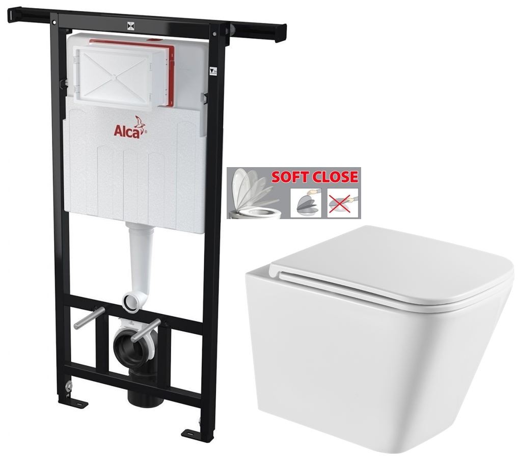 Předstěnový instalační systém bez tlačítka + WC INVENA FLORINA /VÍROVÉ SPLACH/ WITH SOFT, včetně soft/close sedátka AM102/1120 X FL1