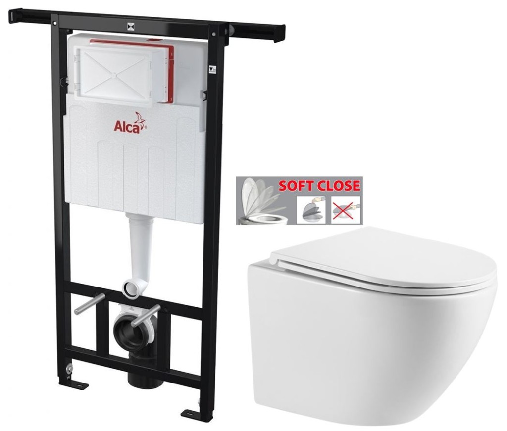 Předstěnový instalační systém bez tlačítka + WC INVENA LIMNOS /VÍROVÉ SPLACH/ WITH SOFT, včetně soft/close sedátka AM102/1120 X LI1