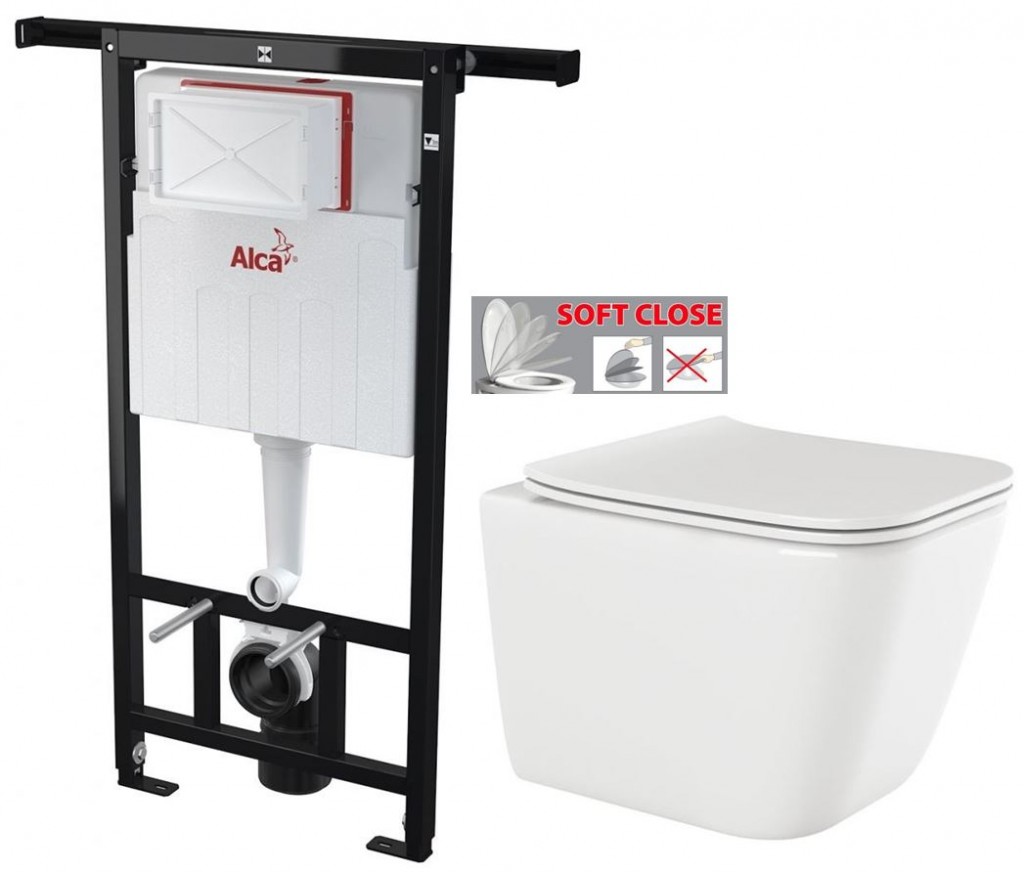Předstěnový instalační systém bez tlačítka + WC INVENA PAROS  + SEDÁTKO AM102/1120 X RO1