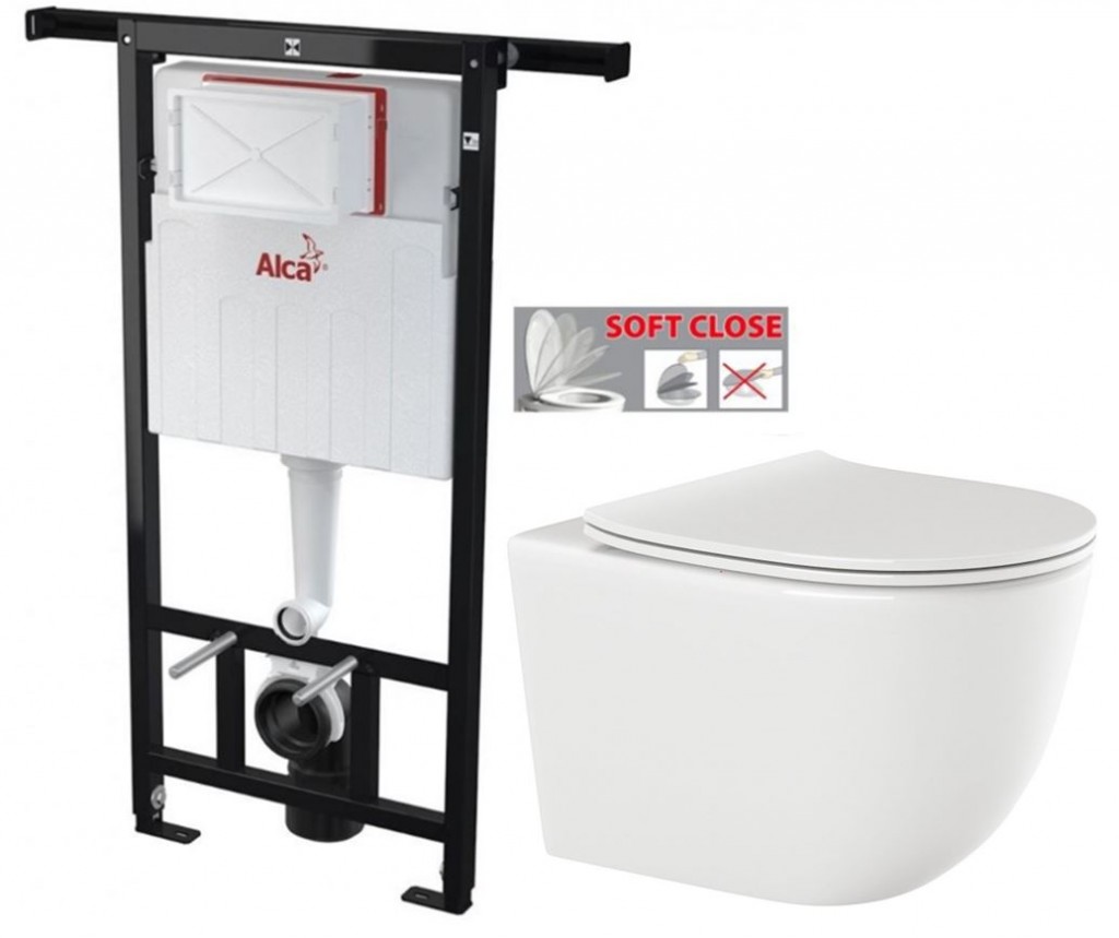 Předstěnový instalační systém bez tlačítka + WC INVENA TINOS  + SEDÁTKO AM102/1120 X NO1