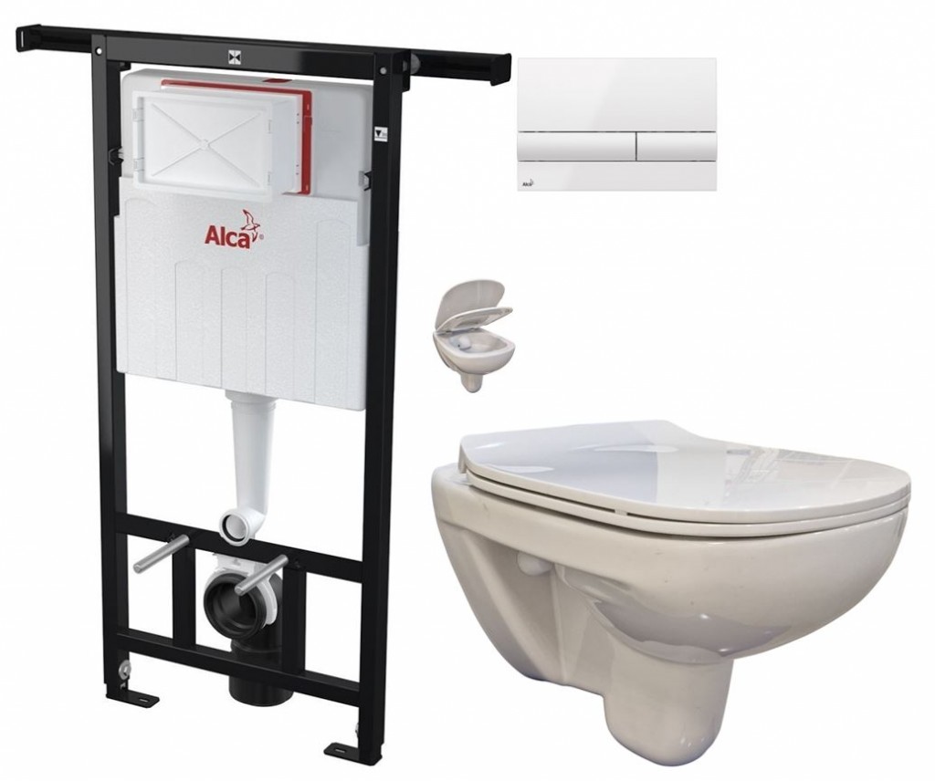 Předstěnový instalační systém s bílým tlačítkem M1710 + WC bez oplachového kruhu Edge + SEDÁTKO AM102/1120 M1710 EG1