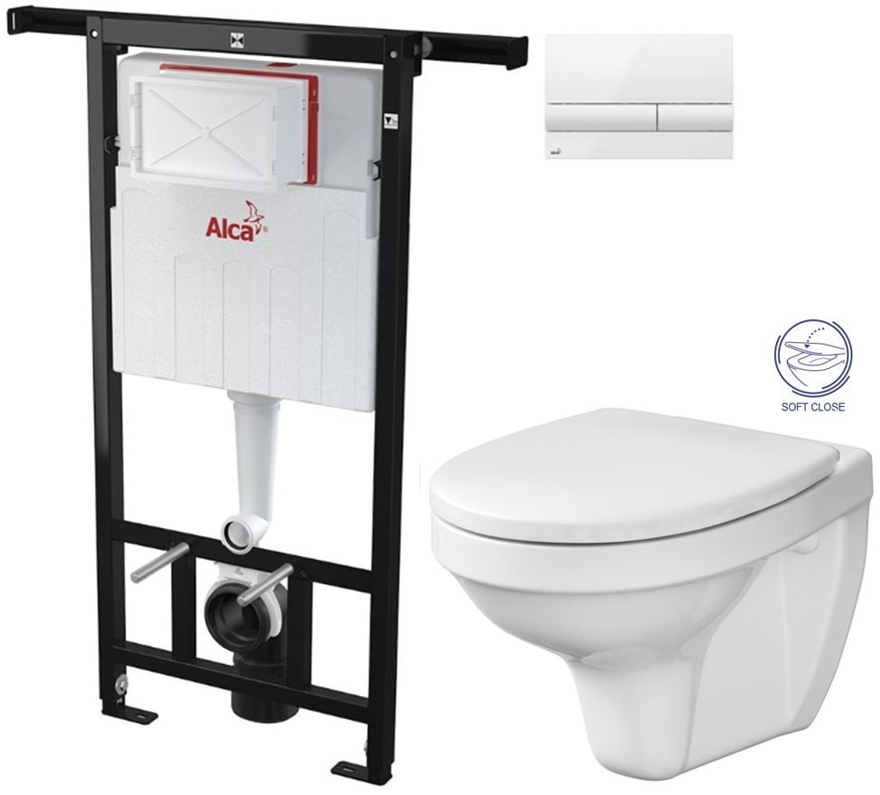 Předstěnový instalační systém s bílým tlačítkem M1710 + WC CERSANIT DELFI + SOFT SEDÁTKO AM102/1120 M1710 DE2