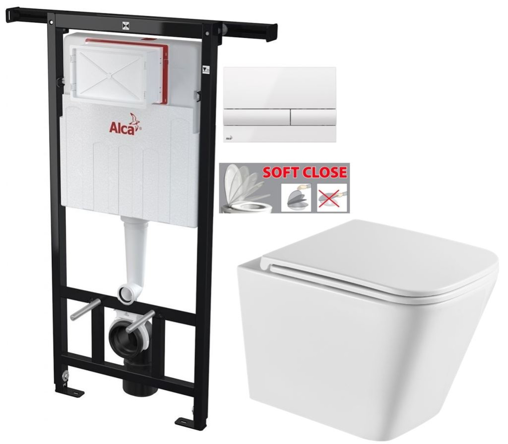 Předstěnový instalační systém s bílým tlačítkem M1710 + WC INVENA FLORINA /VÍROVÉ SPLACH/ WITH SOFT, včetně soft/close sedátka AM102/1120 M1710 FL1