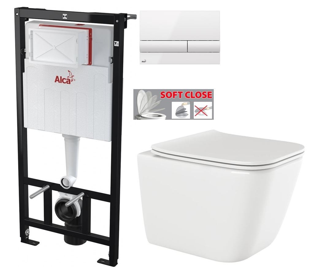 Předstěnový instalační systém s bílým tlačítkem M1710 + WC INVENA PAROS  + SEDÁTKO AM101/1120 M1710 RO1