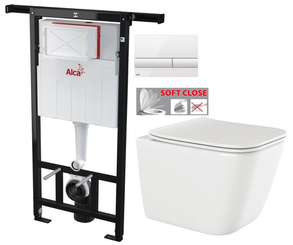 Předstěnový instalační systém s bílým tlačítkem M1710 + WC INVENA PAROS  + SEDÁTKO AM102/1120 M1710 RO1