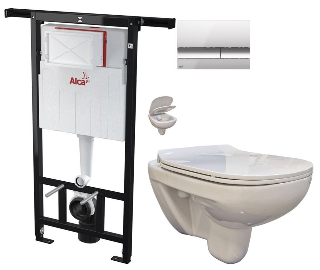 Předstěnový instalační systém s chromovým tlačítkem M1721 + WC bez oplachového kruhu Edge + SEDÁTKO AM102/1120 M1721 EG1