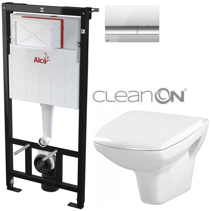 Předstěnový instalační systém s chromovým tlačítkem M1721 + WC CERSANIT CLEANON CARINA  + SEDÁTKO AM101/1120 M1721 CA1