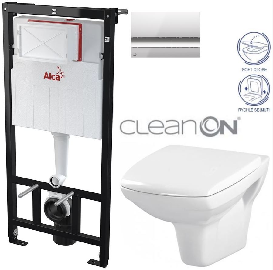 Předstěnový instalační systém s chromovým tlačítkem M1721 + WC CERSANIT CLEANON CARINA + SEDÁTKO AM101/1120 M1721 CA2
