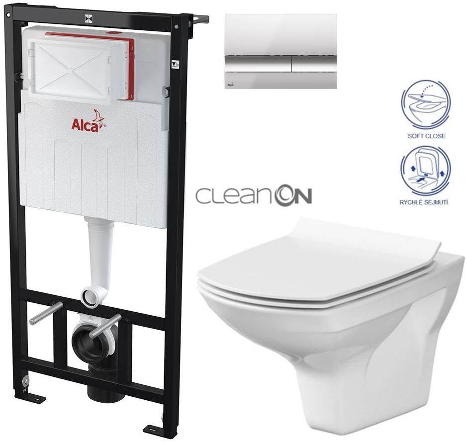 Předstěnový instalační systém s chromovým tlačítkem M1721 + WC CERSANIT CLEANON CARINA + SEDÁTKO AM101/1120 M1721 CA3