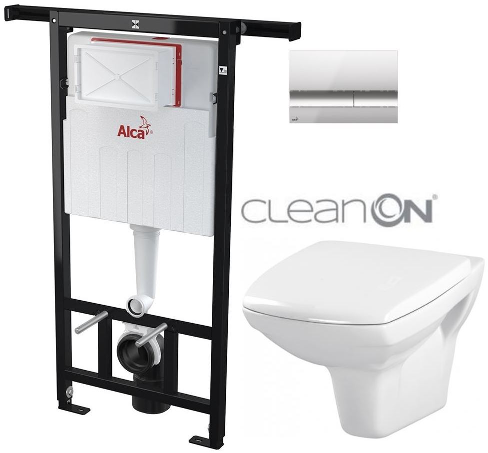 Předstěnový instalační systém s chromovým tlačítkem M1721 + WC CERSANIT CLEANON CARINA  + SEDÁTKO AM102/1120 M1721 CA1