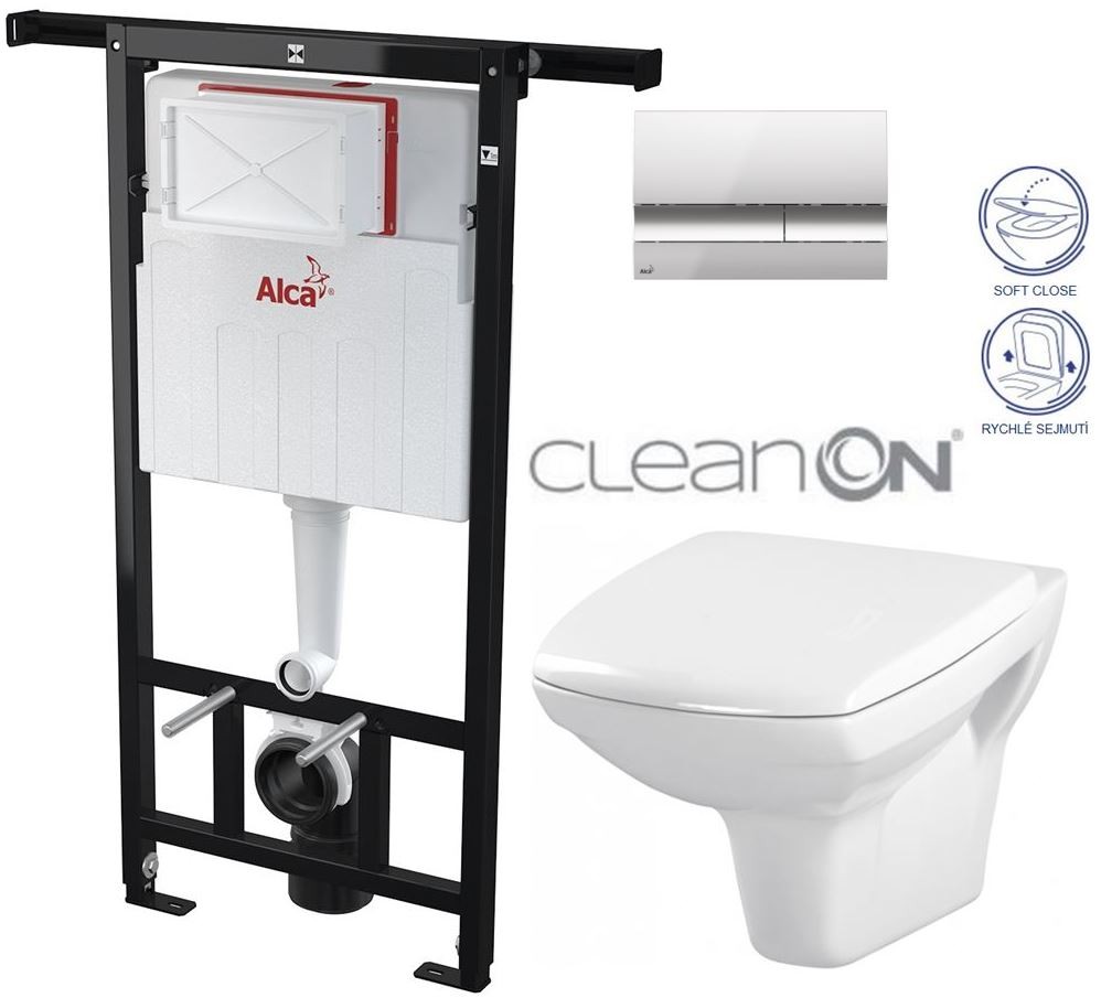 Předstěnový instalační systém s chromovým tlačítkem M1721 + WC CERSANIT CLEANON CARINA + SEDÁTKO AM102/1120 M1721 CA2