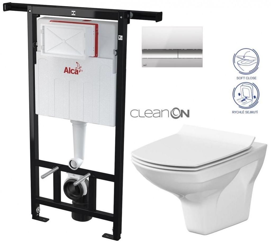 Předstěnový instalační systém s chromovým tlačítkem M1721 + WC CERSANIT CLEANON CARINA + SEDÁTKO AM102/1120 M1721 CA3