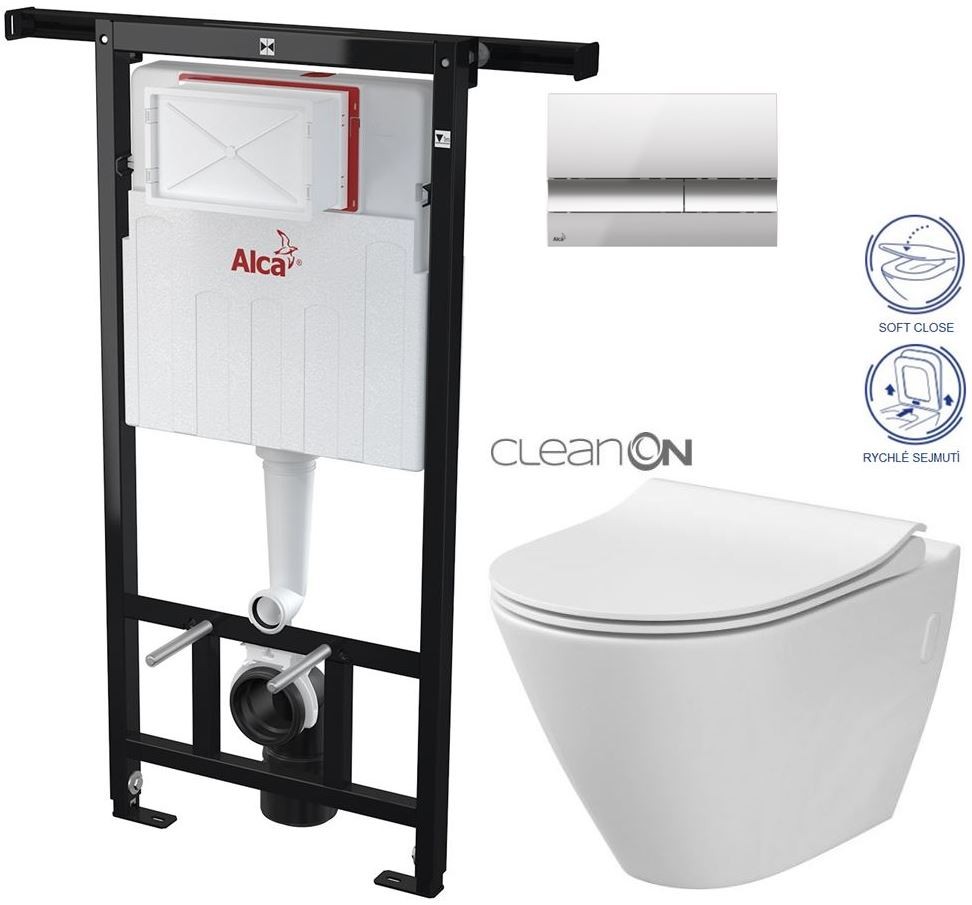 Předstěnový instalační systém s chromovým tlačítkem M1721 + WC CERSANIT CLEANON CITY AM102/1120 M1721 CI1
