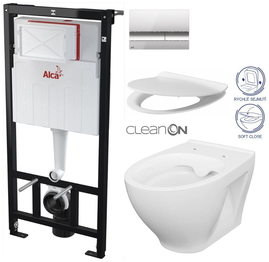 Předstěnový instalační systém s chromovým tlačítkem M1721 + WC CERSANIT CLEANON MODUO + SEDÁTKO AM101/1120 M1721 MO1