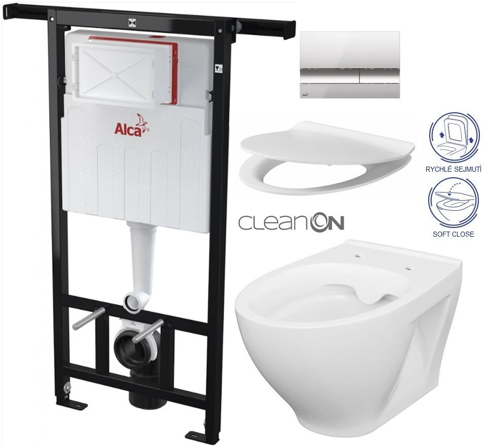 Předstěnový instalační systém s chromovým tlačítkem M1721 + WC CERSANIT CLEANON MODUO + SEDÁTKO AM102/1120 M1721 MO1
