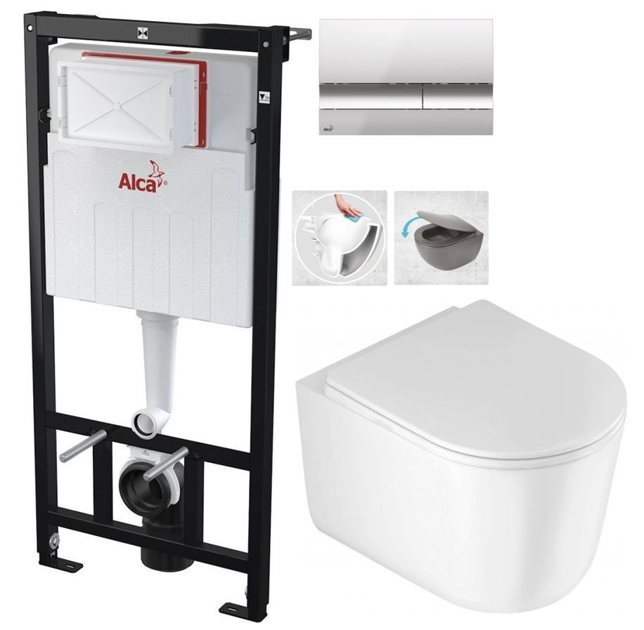 Předstěnový instalační systém s chromovým tlačítkem M1721 + WC DEANTE Jasmin se sedátkem RIMLESS /VÍROVÉ SPLACH/ AM101/1120 M1721 JA1