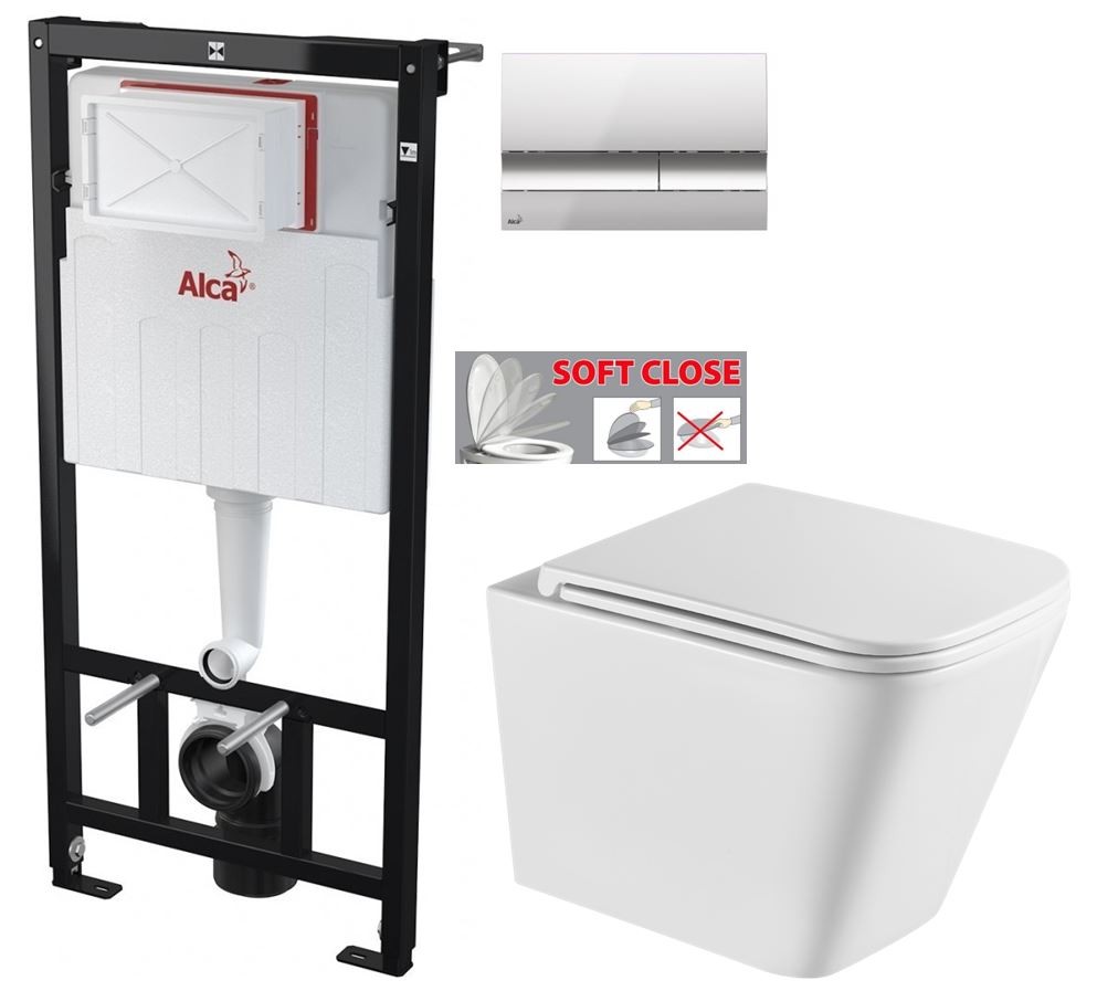 Předstěnový instalační systém s chromovým tlačítkem M1721 + WC INVENA FLORINA /VÍROVÉ SPLACH/ WITH SOFT, včetně soft/close sedátka AM101/1120 M1721 FL1
