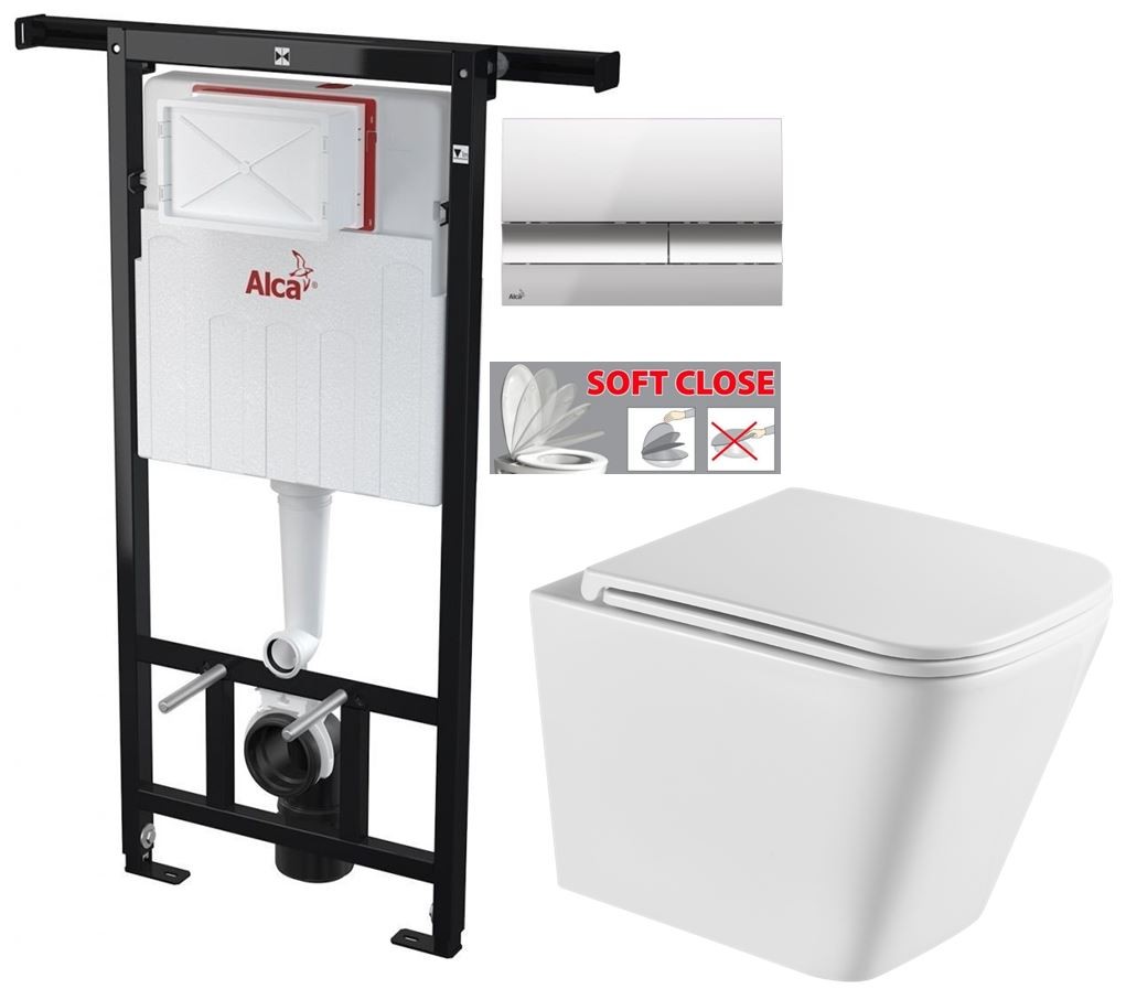Předstěnový instalační systém s chromovým tlačítkem M1721 + WC INVENA FLORINA /VÍROVÉ SPLACH/ WITH SOFT, včetně soft/close sedátka AM102/1120 M1721 FL1