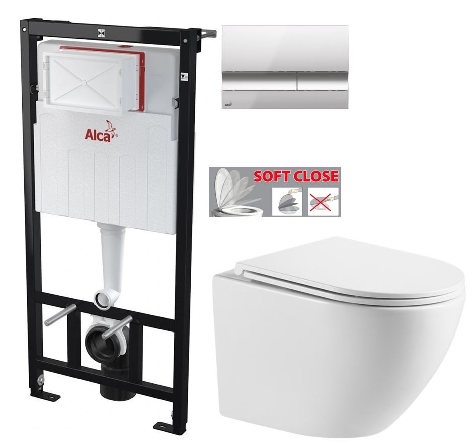 Předstěnový instalační systém s chromovým tlačítkem M1721 + WC INVENA LIMNOS /VÍROVÉ SPLACH/ WITH SOFT, včetně soft/close sedátka AM101/1120 M1721 LI1