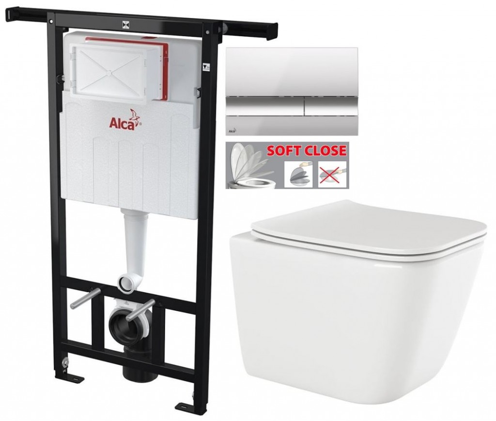 Předstěnový instalační systém s chromovým tlačítkem M1721 + WC INVENA PAROS  + SEDÁTKO AM102/1120 M1721 RO1