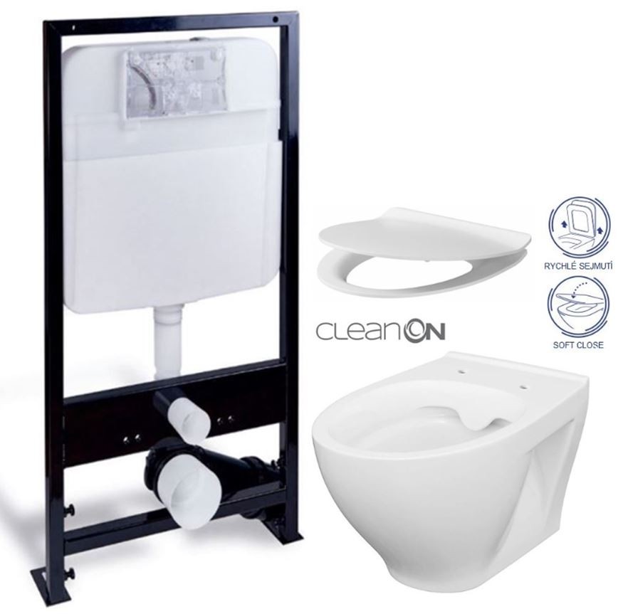 PRIM předstěnový instalační systém bez tlačítka + WC CERSANIT CLEANON MODUO + SEDÁTKO PRIM_20/0026 X MO1