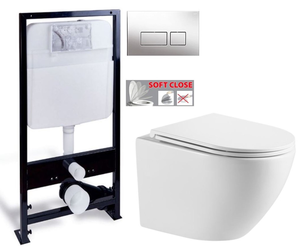 PRIM předstěnový instalační systém s chromovým tlačítkem  20/0041+ WC INVENA LIMNOS /VÍROVÉ SPLACH/ WITH SOFT, včetně soft/close sedátka PRIM_20/0026 41 LI1